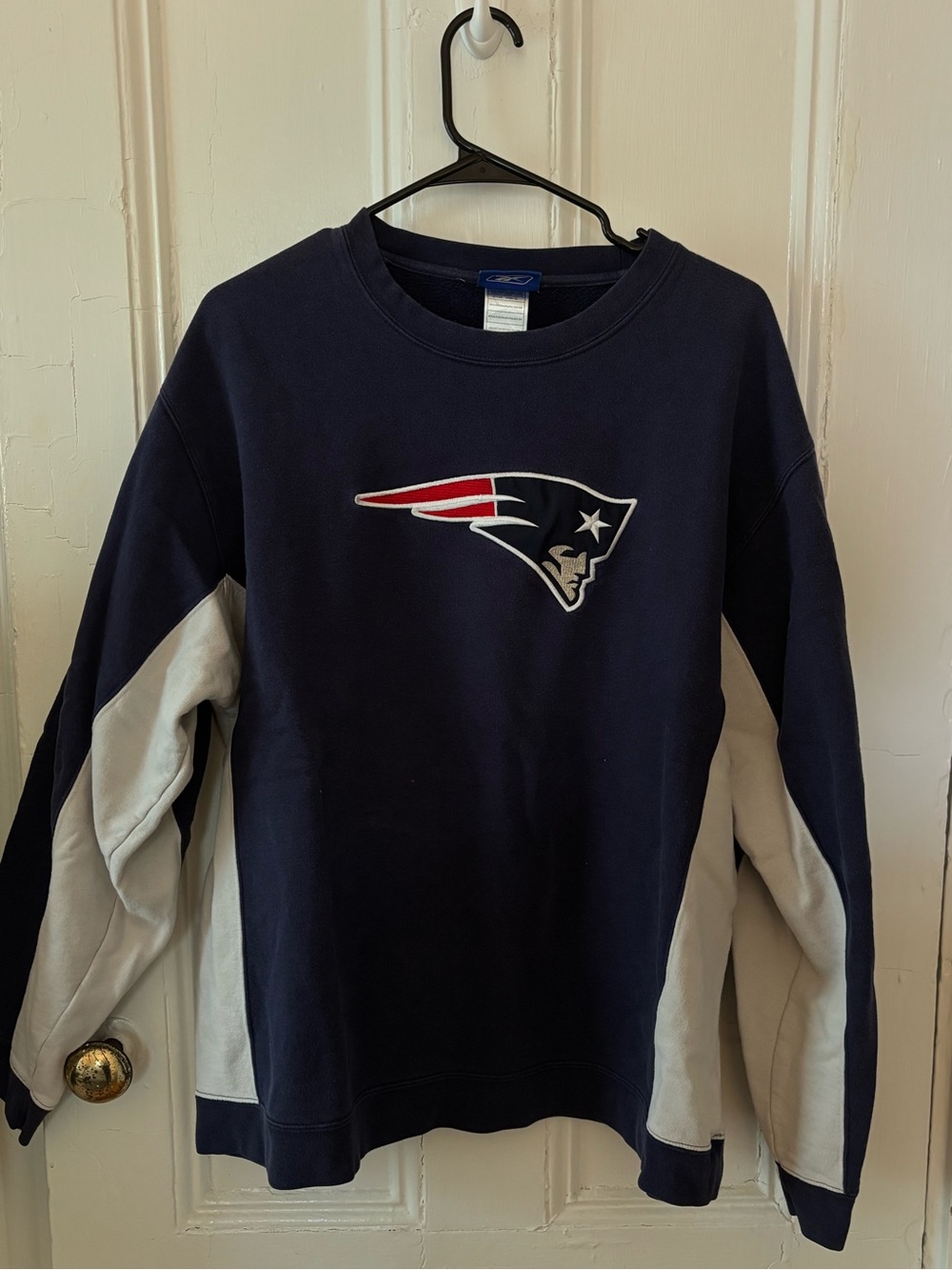 NFL Navy and Light Gray Patriots Crewneck Sweatshirt